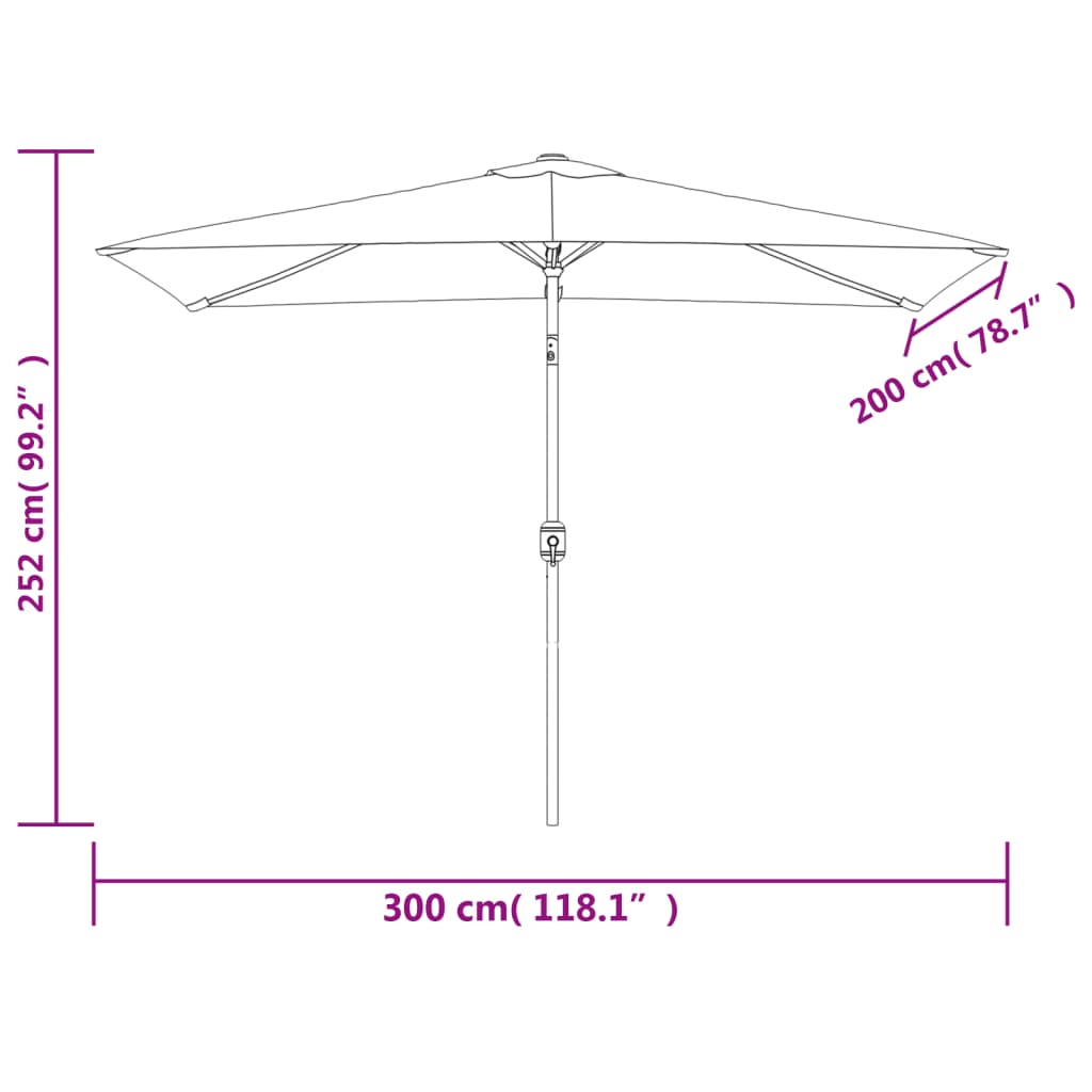 Garden Parasol with Metal Pole 300x200 cm Black