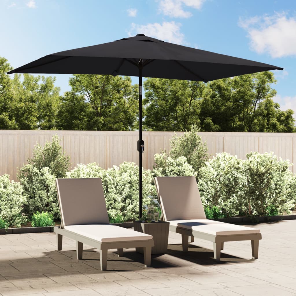 Garden Parasol with Metal Pole 300x200 cm Black