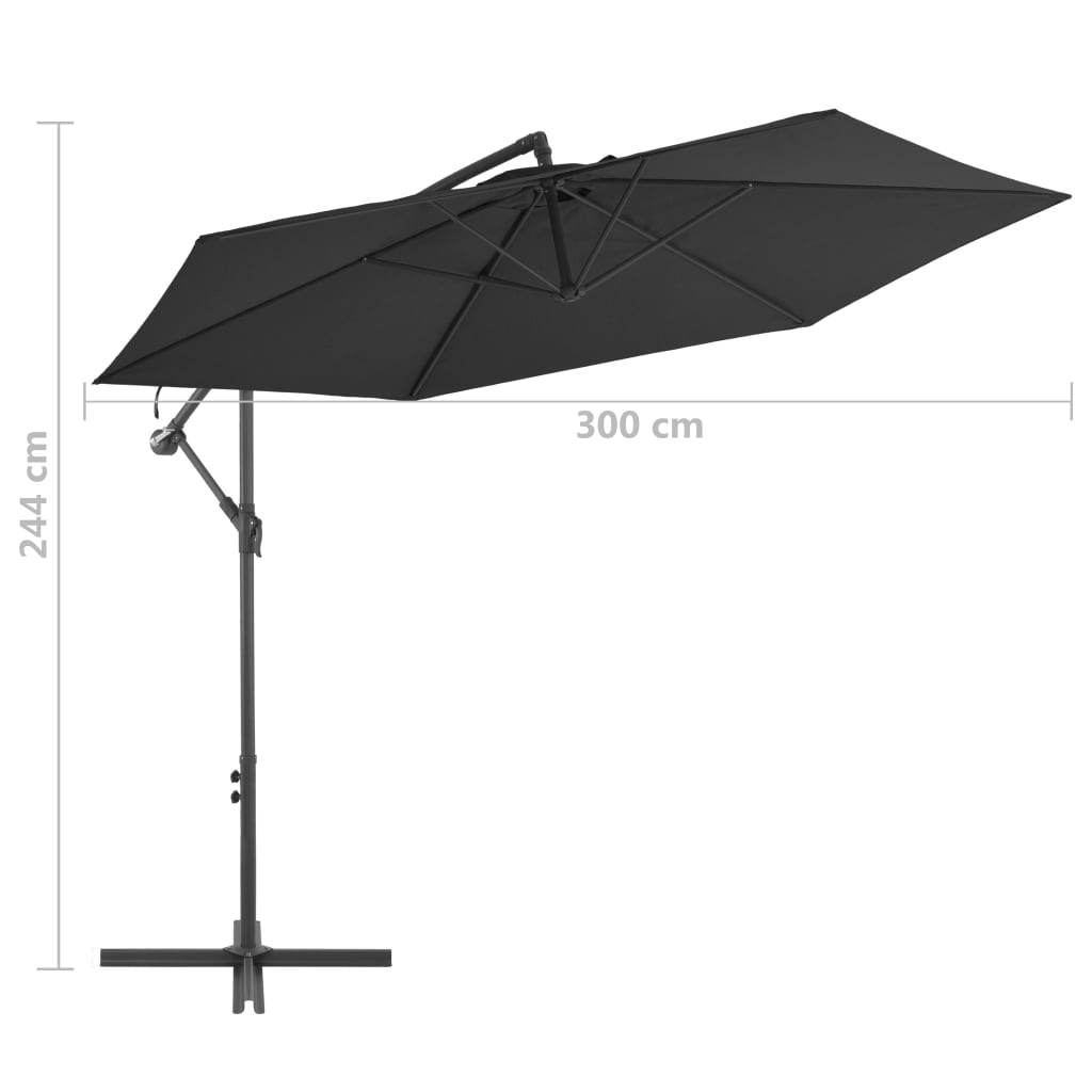 Cantilever Garden Parasol with Aluminium Pole 300 cm Black