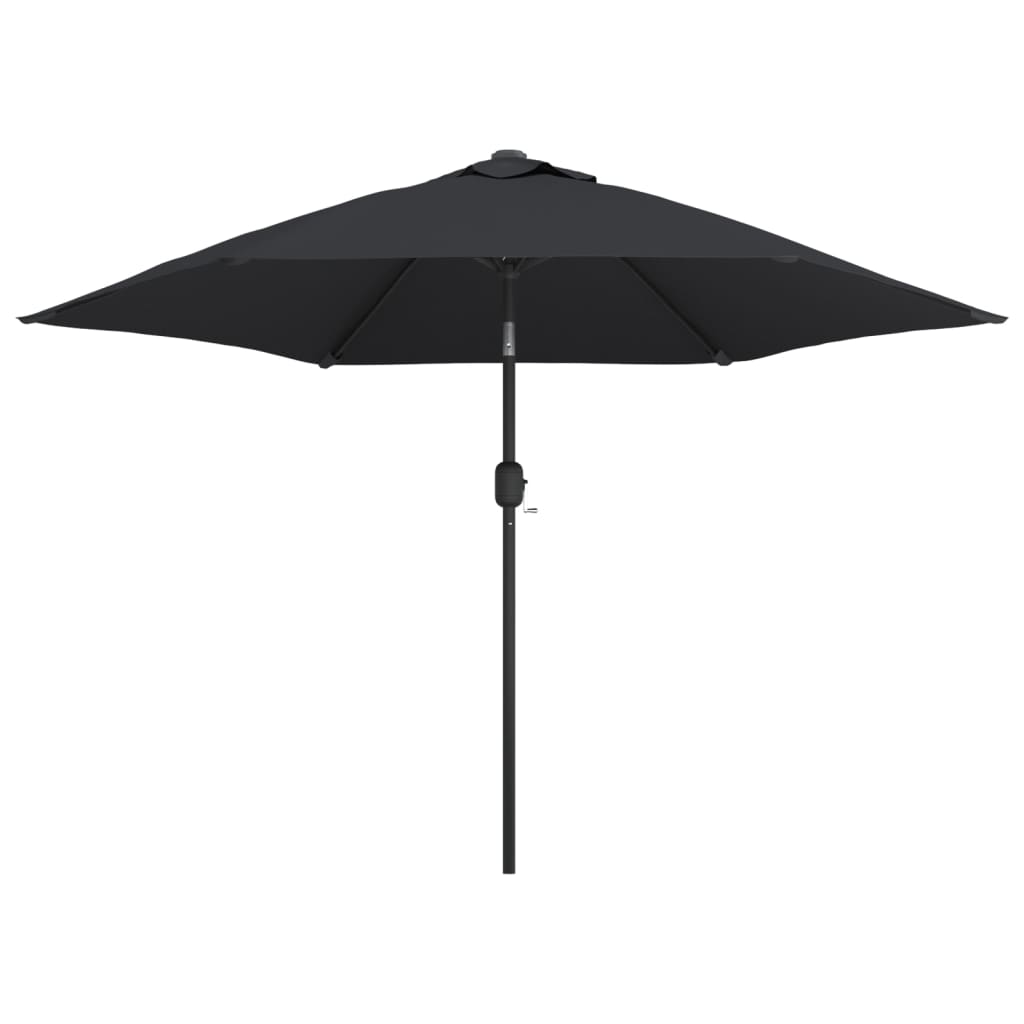 Garden Parasol with LED Lights and Steel Pole 300 cm Black