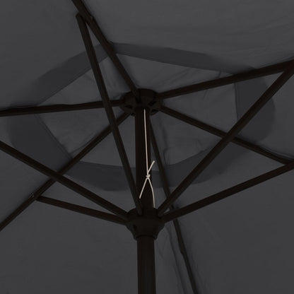 Garden Parasol with LED Lights and Steel Pole 300 cm Black