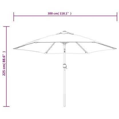 Garden Parasol with LED Lights and Steel Pole 300 cm Black