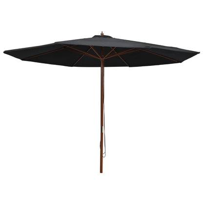 Garden Parasol with Wooden Pole 350 cm Black