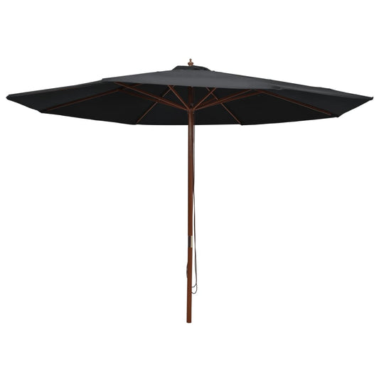 Garden Parasol with Wooden Pole 350 cm Black