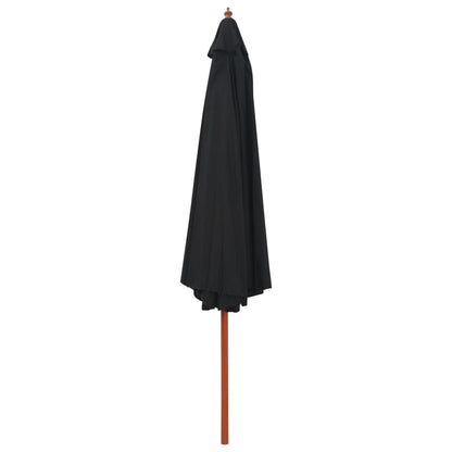 Garden Parasol with Wooden Pole 350 cm Black