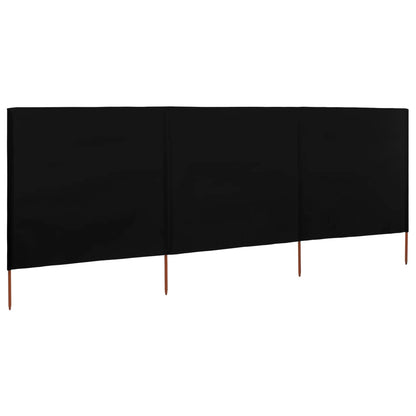 3-panel Wind Screen Fabric 400x80 cm Black