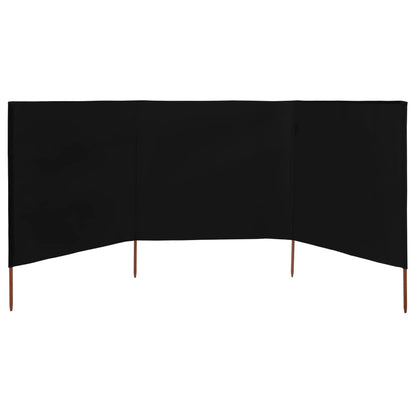 3-panel Wind Screen Fabric 400x80 cm Black