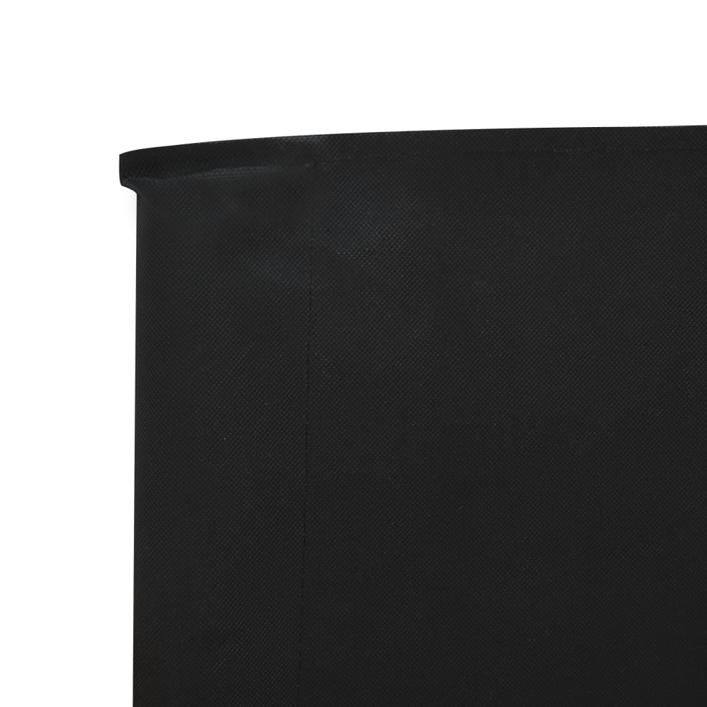 3-panel Wind Screen Fabric 400x80 cm Black