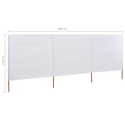 3-panel Wind Screen Fabric 400x160 cm Sand White