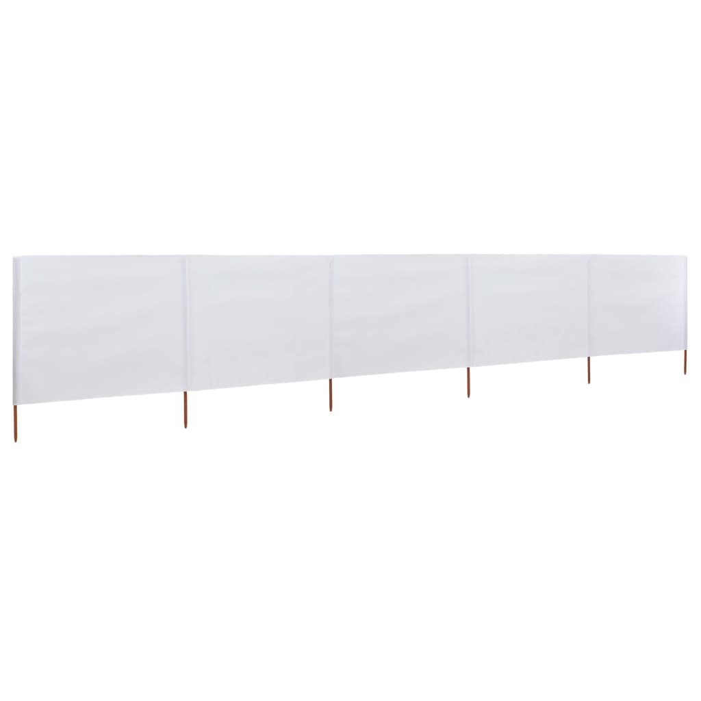 5-panel Wind Screen Fabric 600x120 cm Sand White