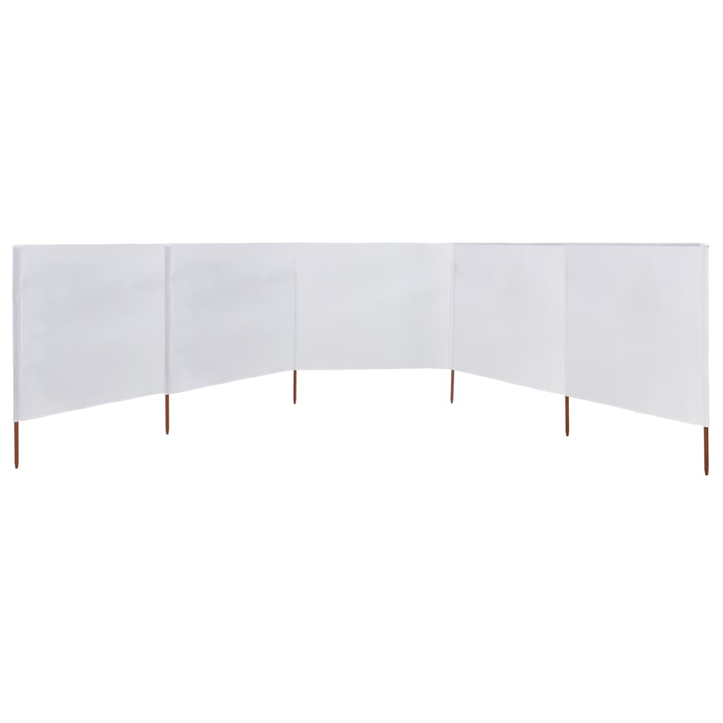 5-panel Wind Screen Fabric 600x120 cm Sand White