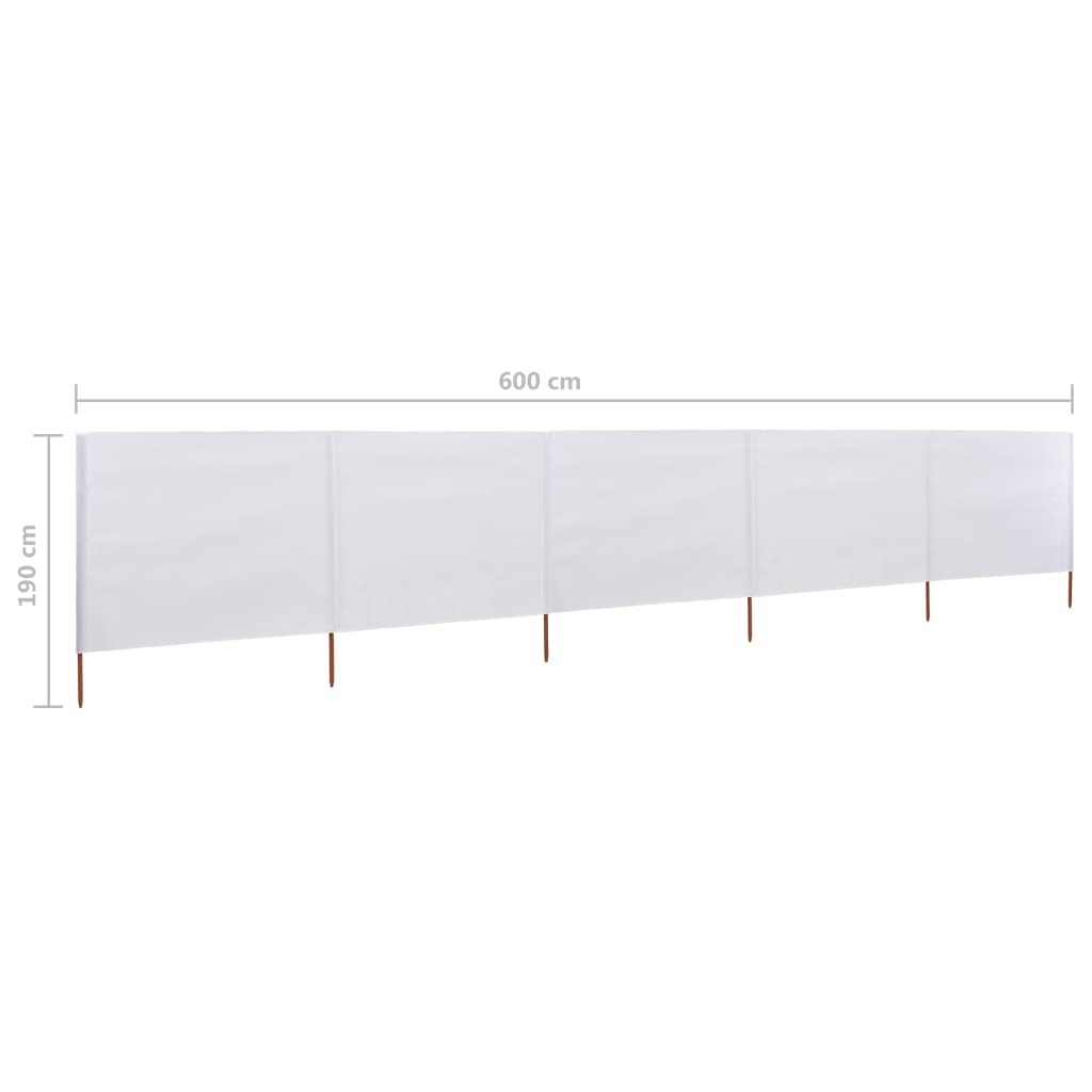 5-panel Wind Screen Fabric 600x160 cm Sand White