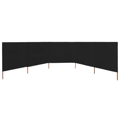 5-panel Wind Screen Fabric 600x160 cm Black