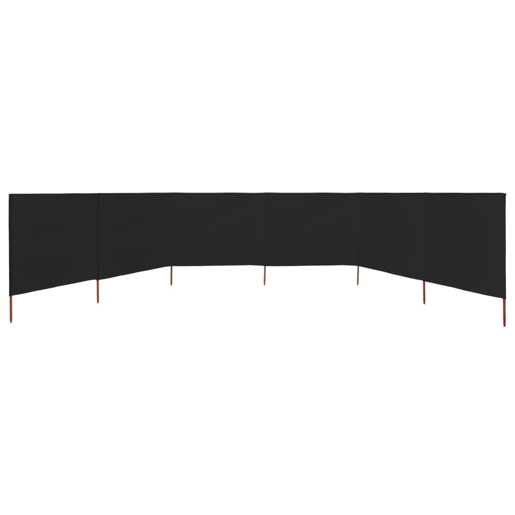 6-panel Wind Screen Fabric 800x80 cm Black