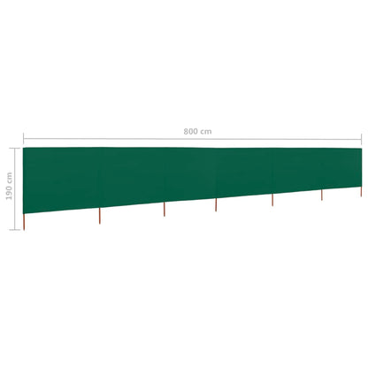 6-panel Wind Screen Fabric 800x160 cm Green