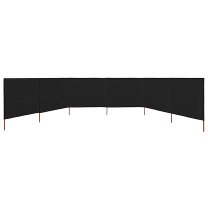 6-panel Wind Screen Fabric 800x160 cm Black