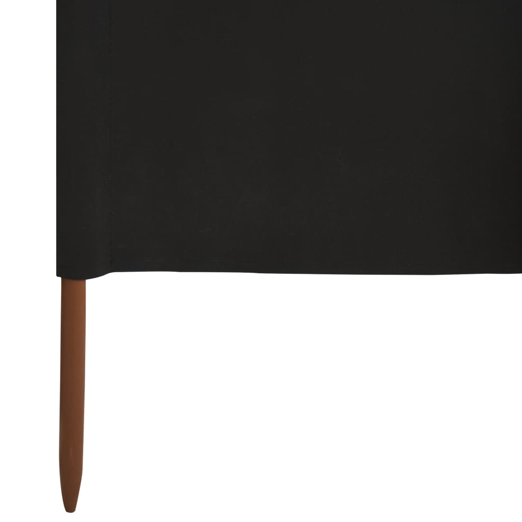 6-panel Wind Screen Fabric 800x160 cm Black