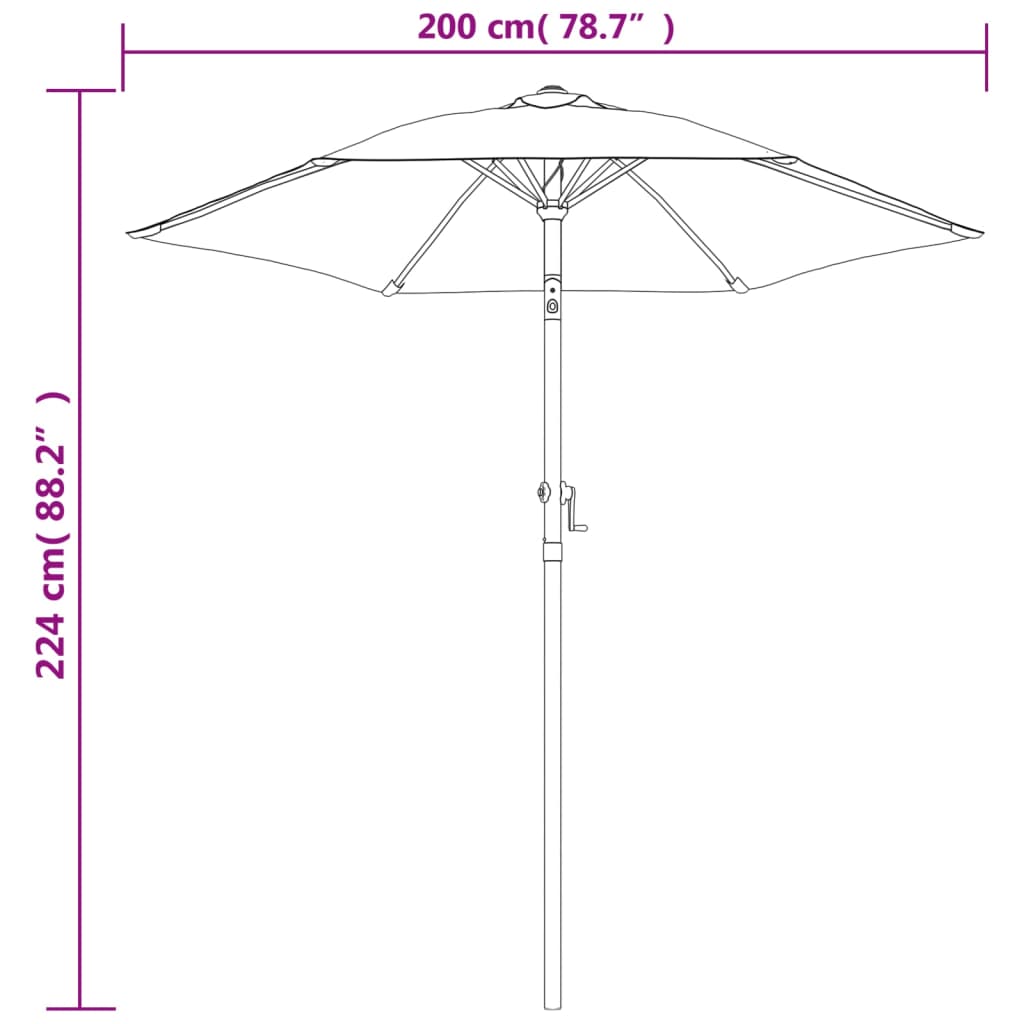 Garden Parasol Burgundy 200x224 cm Aluminium