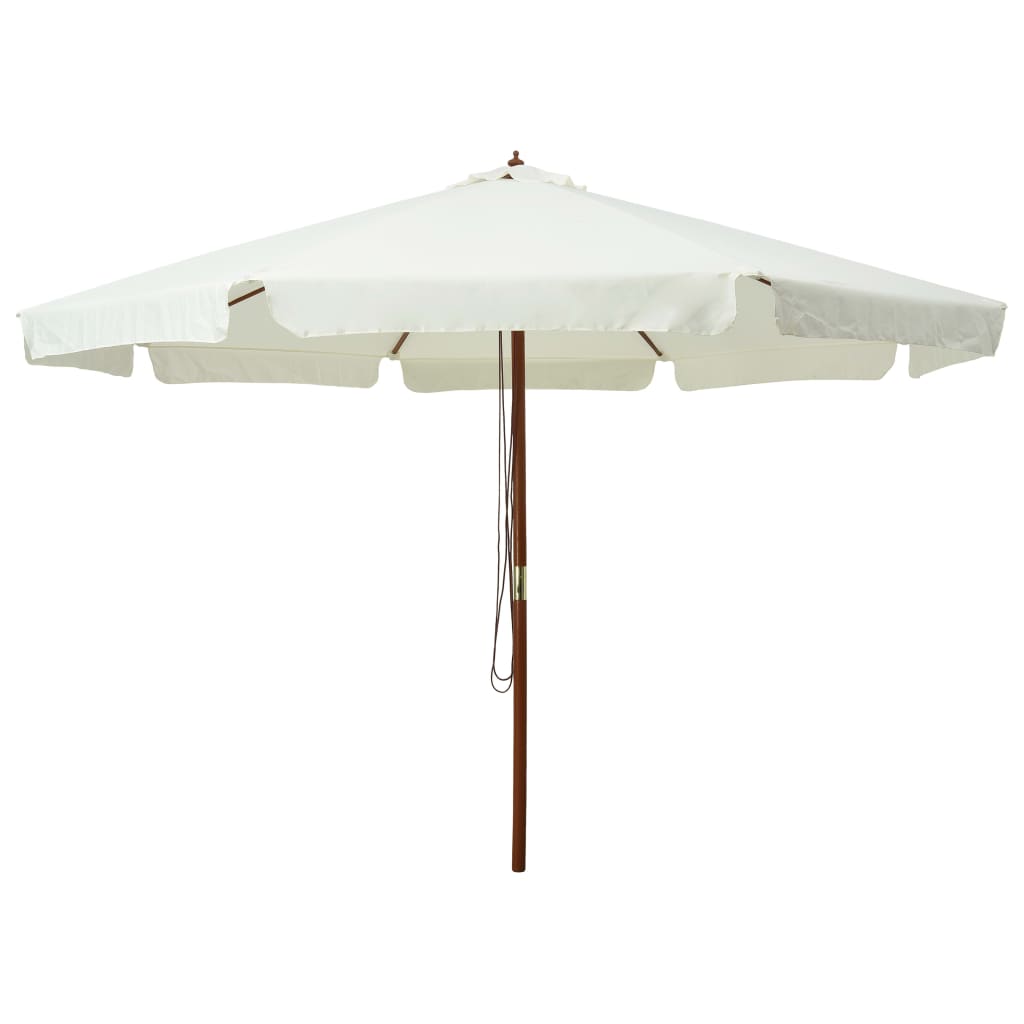 Garden Parasol with Wooden Pole 330 cm Sand White