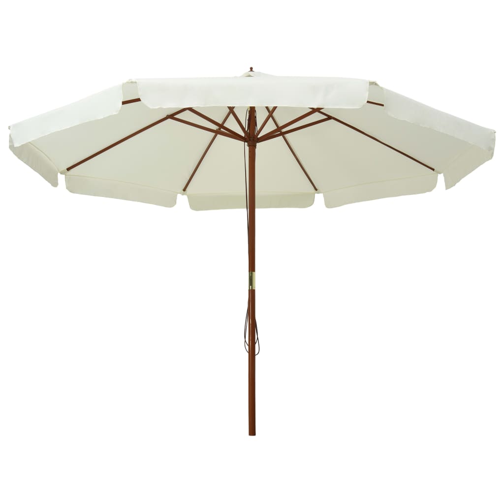 Garden Parasol with Wooden Pole 330 cm Sand White