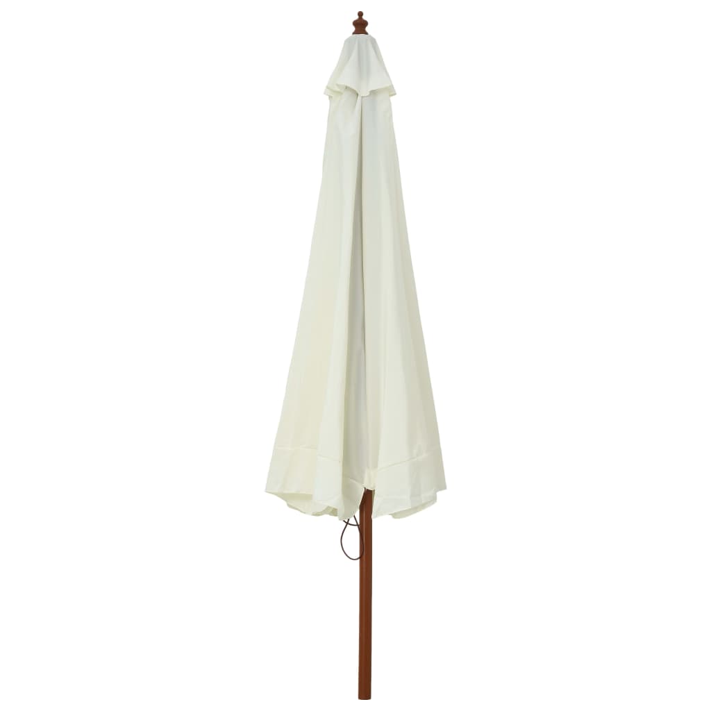 Garden Parasol with Wooden Pole 330 cm Sand White