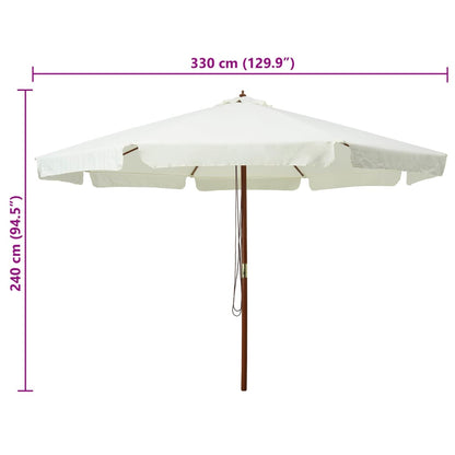 Garden Parasol with Wooden Pole 330 cm Sand White