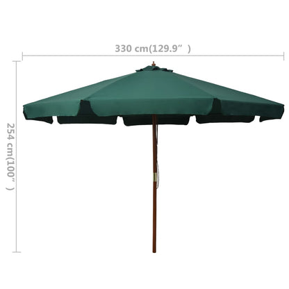 Garden Parasol with Wooden Pole 330 cm Green