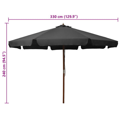 Outdoor Parasol with Wooden Pole 330 cm Anthracite