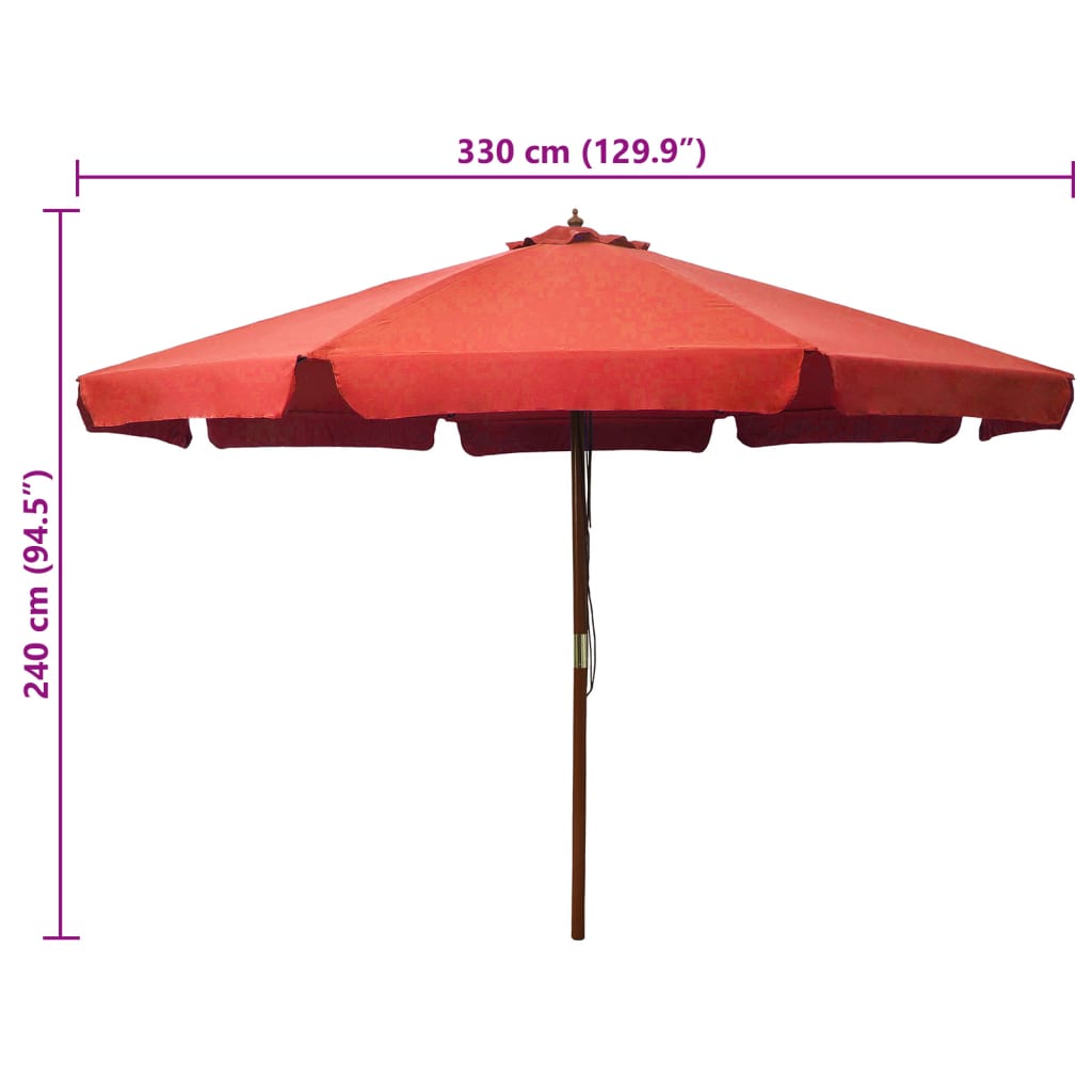 Outdoor Parasol with Wooden Pole 330 cm Terracotta