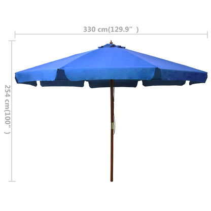 Garden Parasol with Wooden Pole 330 cm Azure