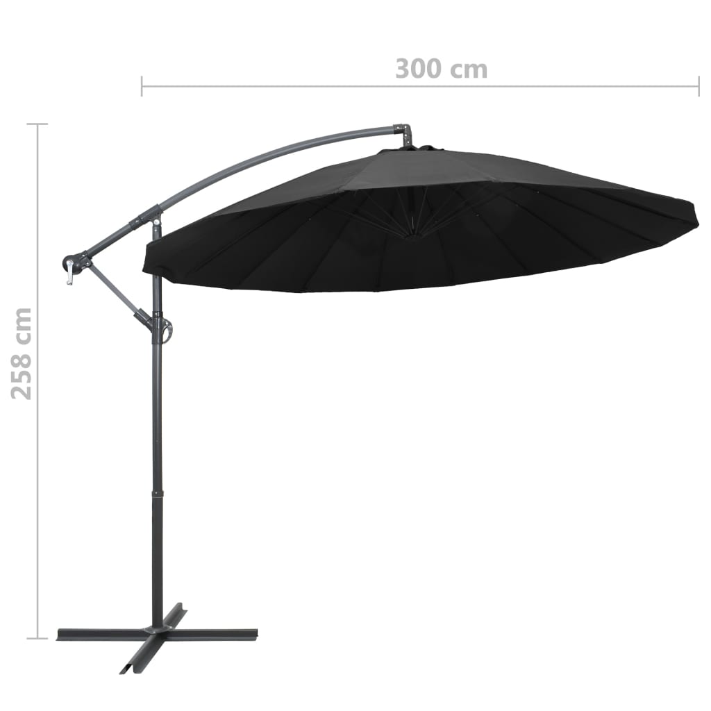 Hanging Garden Parasol Anthracite 3 m Aluminium Pole