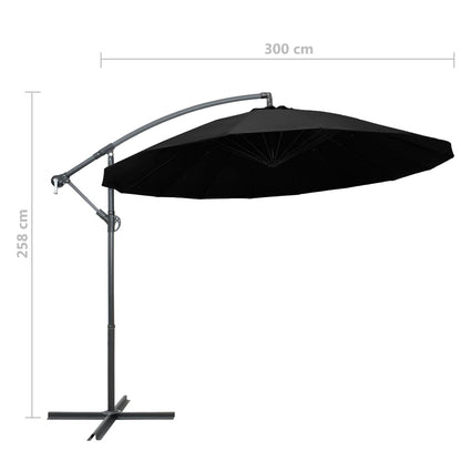 Hanging Parasol Black 3 m Aluminium Pole