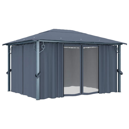 Gazebo with Curtain 400 x 300 cm Anthracite Aluminium