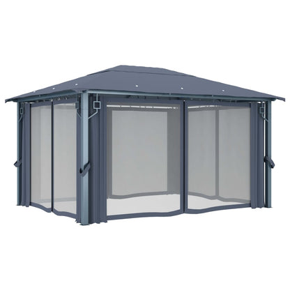 Gazebo with Curtain 400 x 300 cm Anthracite Aluminium