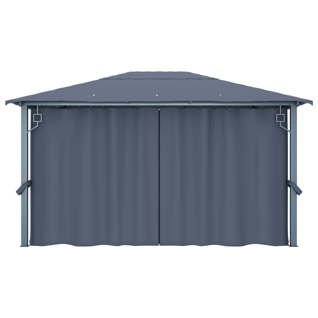 Gazebo with Curtain 400 x 300 cm Anthracite Aluminium