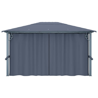 Gazebo with Curtain 400 x 300 cm Anthracite Aluminium