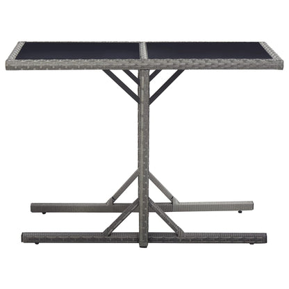 Garden Table Anthracite 110x53x72 cm Glass and Poly Rattan