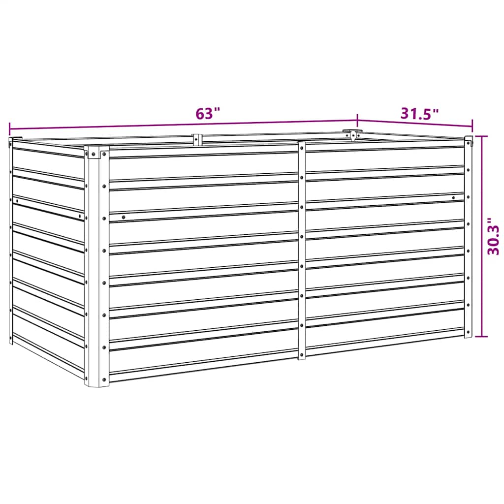 Raised Garden Bed 160x80x77 cm Galvanised Steel Green