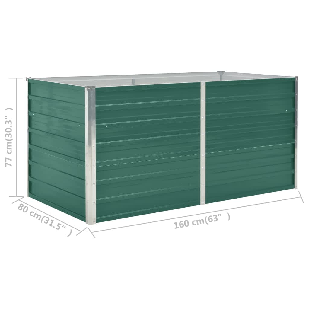 Raised Garden Bed 160x80x77 cm Galvanised Steel Green