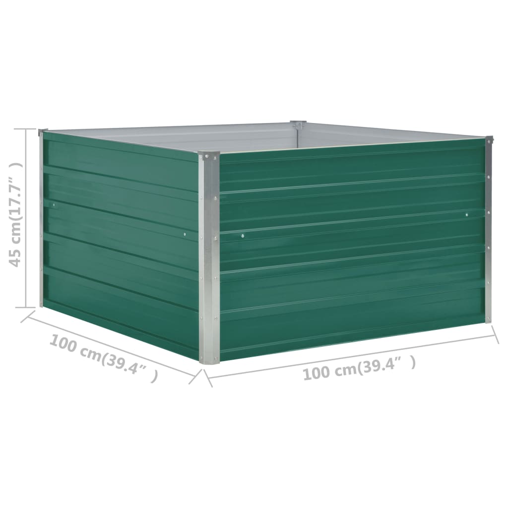 Raised Garden Bed 100x100x45 cm Galvanised Steel Green