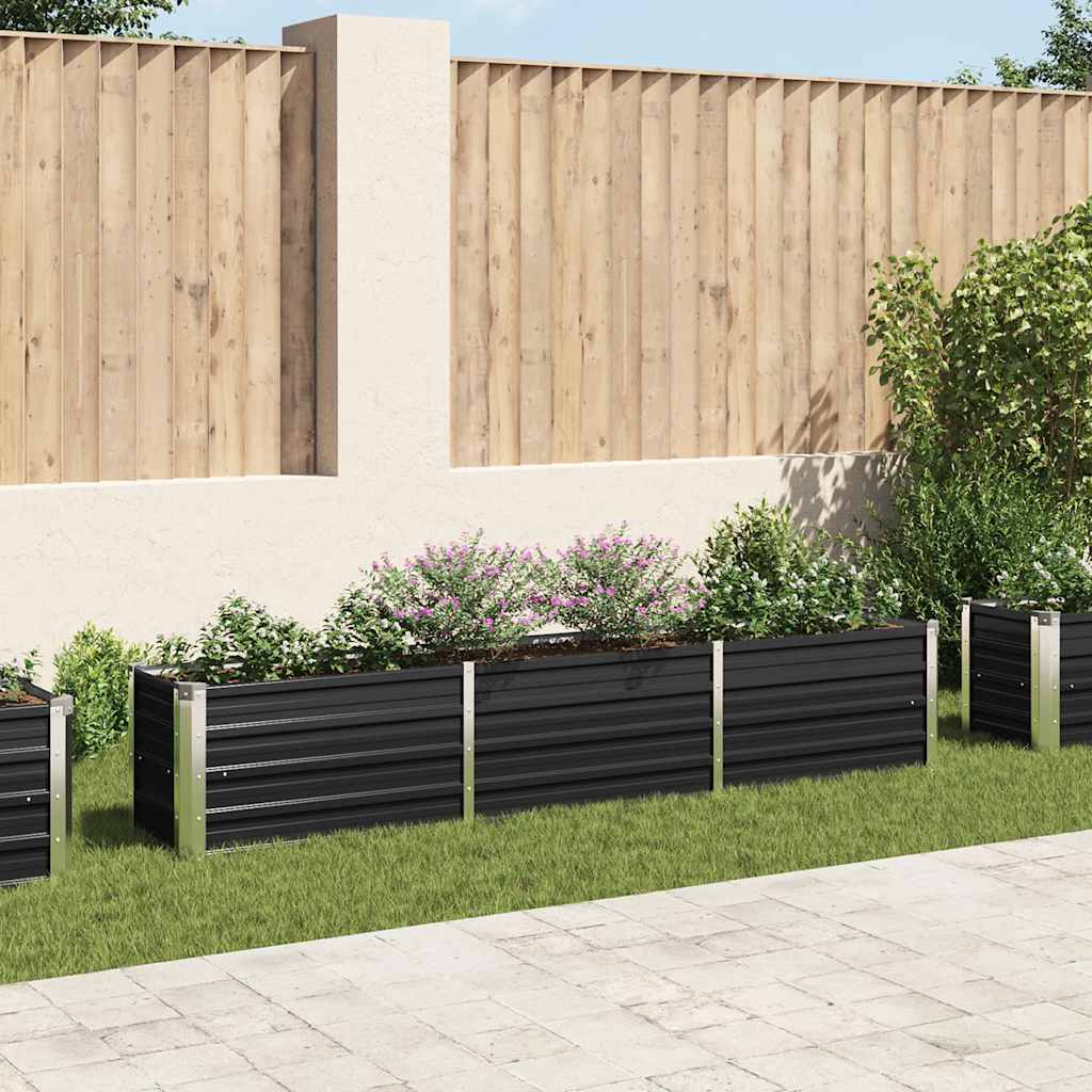 Garden Raised Bed Galvanised Steel 240x40x45 cm Anthracite