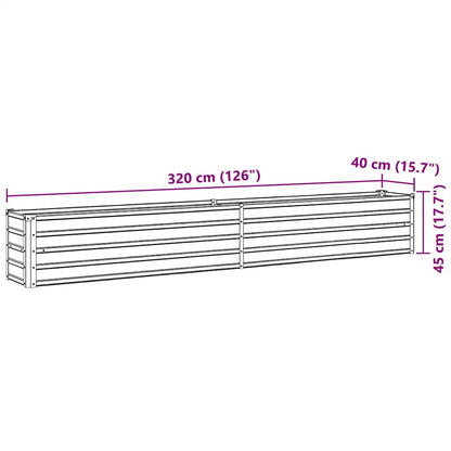 Garden Raised Bed Galvanised Steel 320x40x45 cm Green