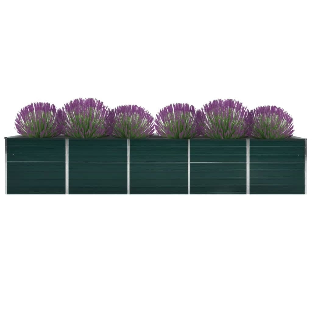 Garden Raised Bed Galvanised Steel 400x80x77 cm Green