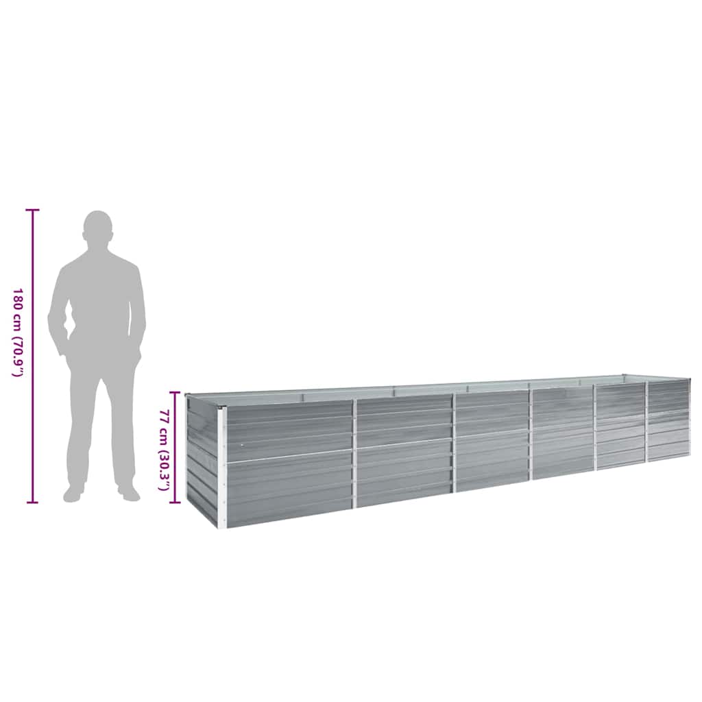 Garden Raised Bed Galvanised Steel 480x80x77 cm Grey