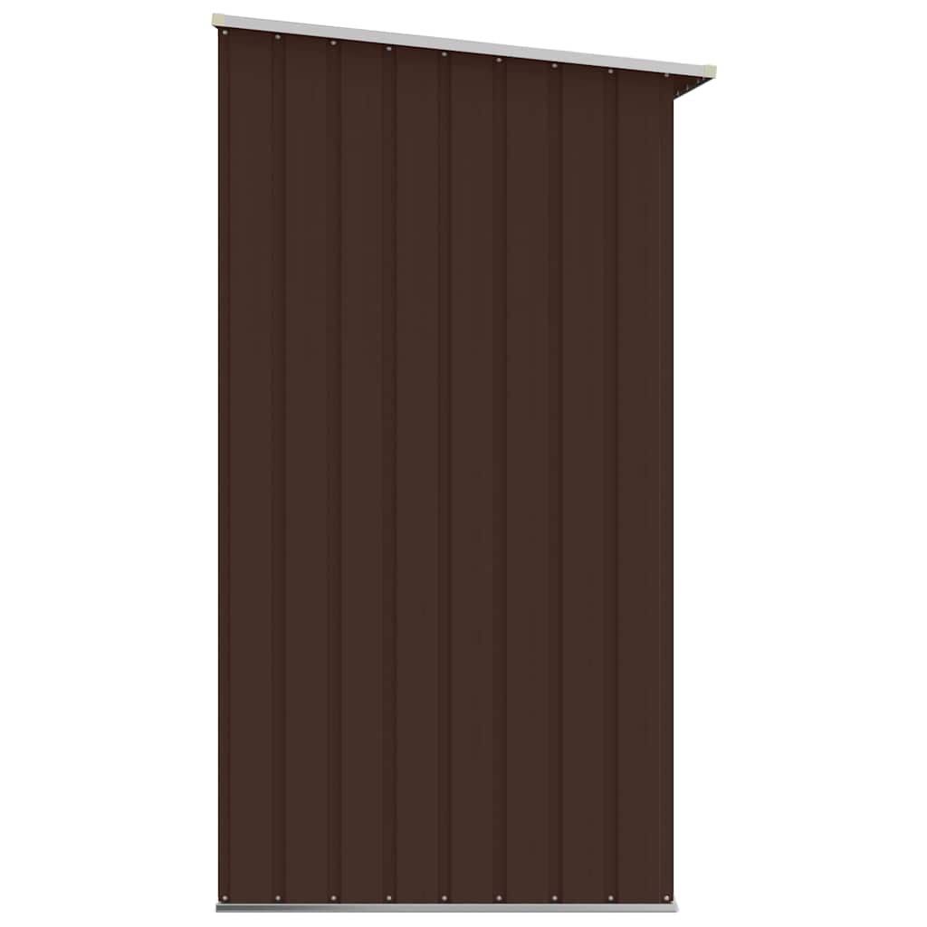 Garden Log Storage Shed Galvanised Steel 330x84x152 cm Brown