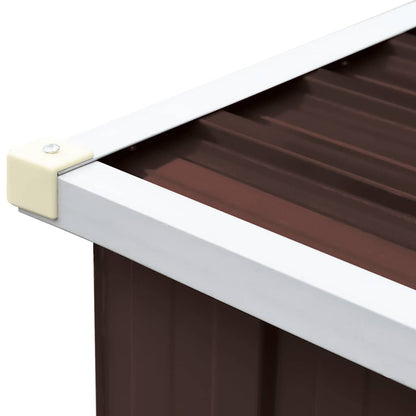 Garden Log Storage Shed Galvanised Steel 330x84x152 cm Brown