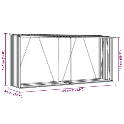 Garden Log Storage Shed Galvanised Steel 330x84x152 cm Brown