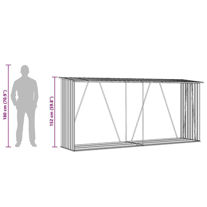 Garden Log Storage Shed Galvanised Steel 330x84x152 cm Brown