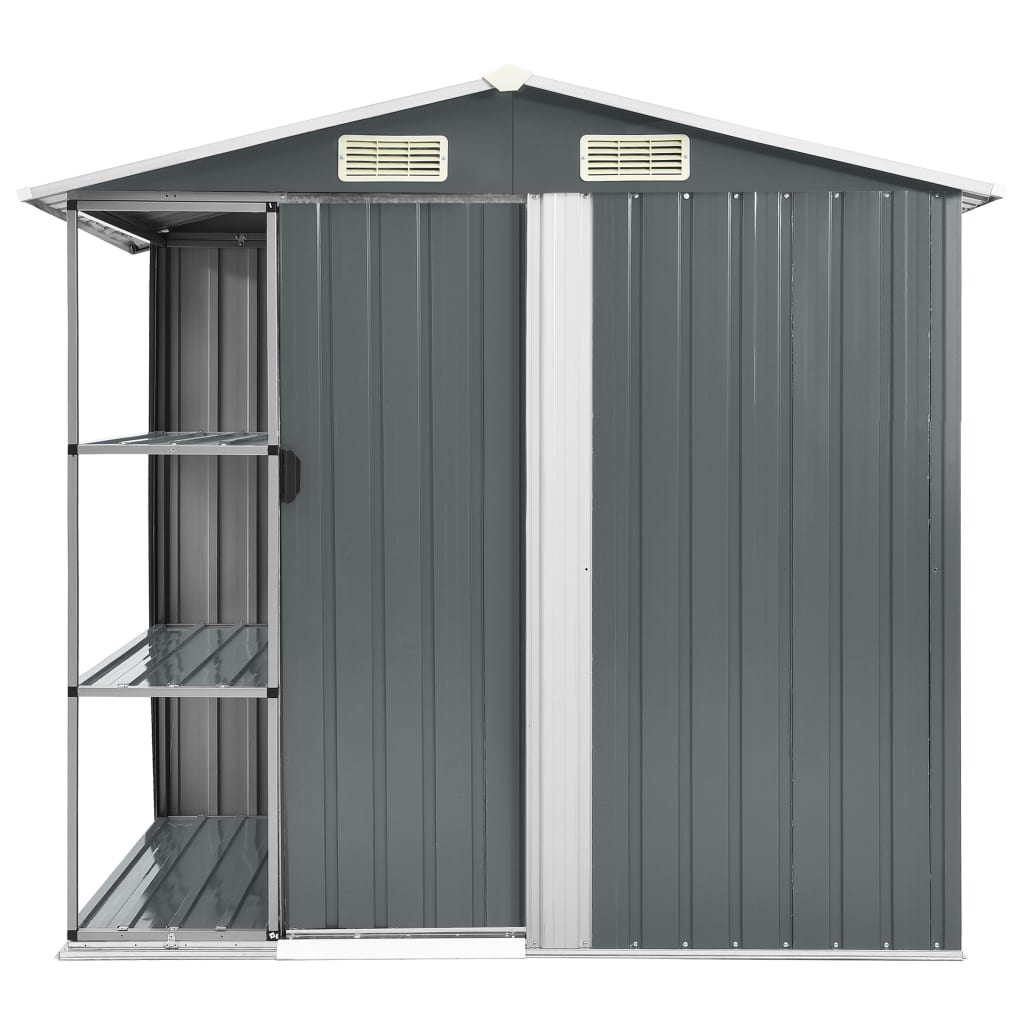 Garden Shed with Rack Grey 205x130x183 cm Iron