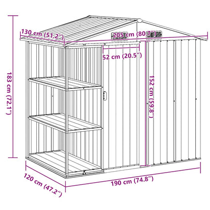 Garden Shed with Rack Green 205x130x183 cm Iron